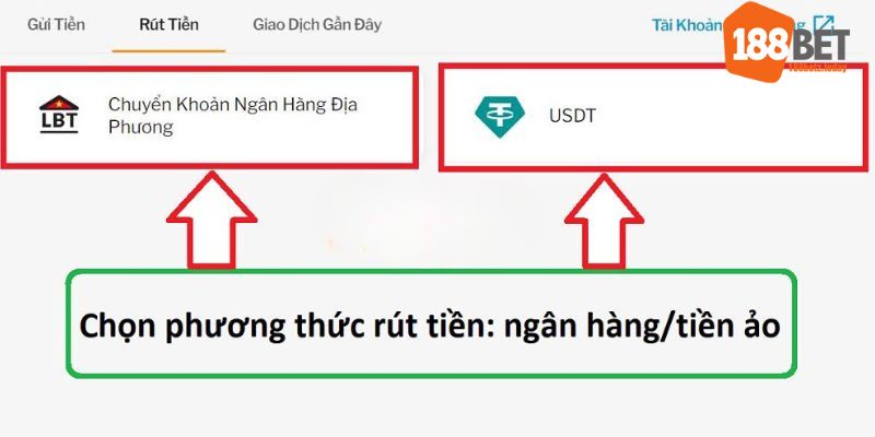 Lựa chọn kênh giao dịch tiền từ hệ thống 